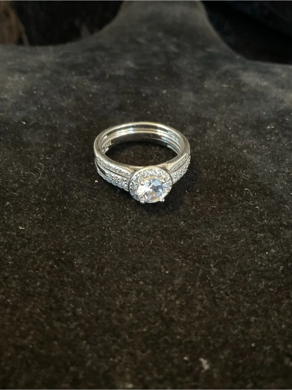 Sterling Silver Cubic Zirconia Halo Ring Set